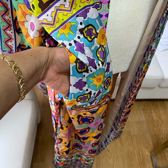 ZARA WOMEN’S MULTICOLORED SATIN EFFECT KIMONO SIZE M - Picture 7 of 10